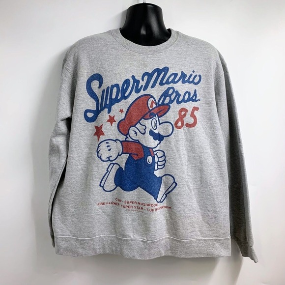 Nintendo Other - Nintendo Men's Super Mario Bros 85 Crew Neck Long Sleeve Cotton Sweatshirt SZ XL